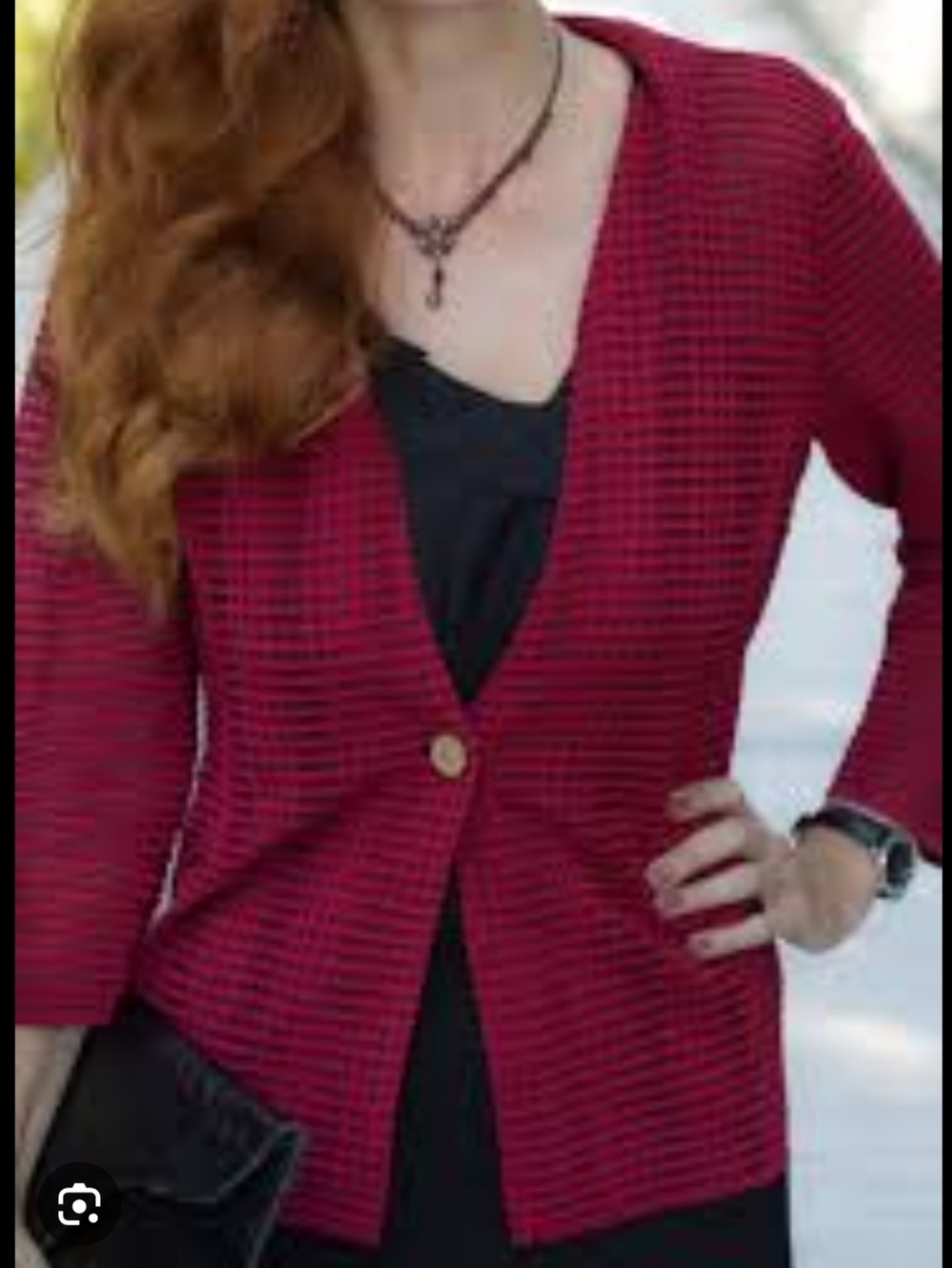 Misook Blazer Women's Medium One Button Padded Shoulders Acrylic Blend